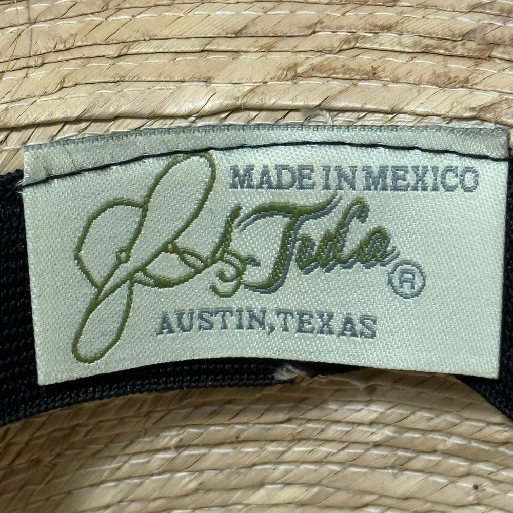 Tula Natural Palm Leaf Sun Hat Handwoven UPF 50+ Tan Black Ribbon Sold Out Style - Picture 3 of 7